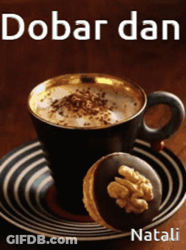 Coffee And Cookie On Saucer With Name Natali GIF