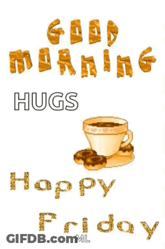 Coffee And Donuts Saying Good Morning Hugs Happy Friday GIF