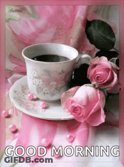 Coffee And Good Morning Roses GIF