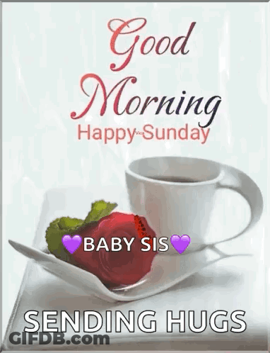 Coffee And Rose With Good Morning Baby Sis GIF