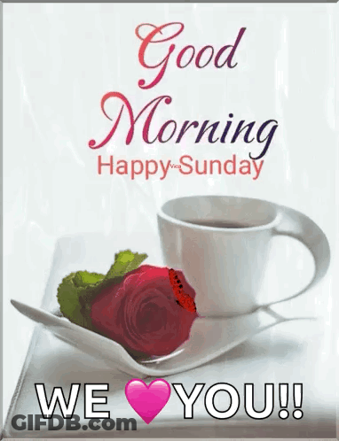 Coffee And Rose With Good Morning Happy Sunday We Love You GIF