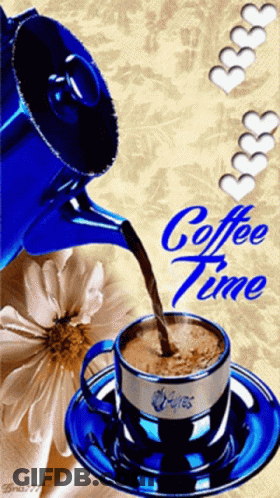 Coffee Being Poured From Blue Pot GIF