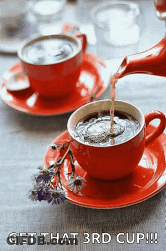 Coffee Being Poured From Teapot Into Cup On Saucer GIF