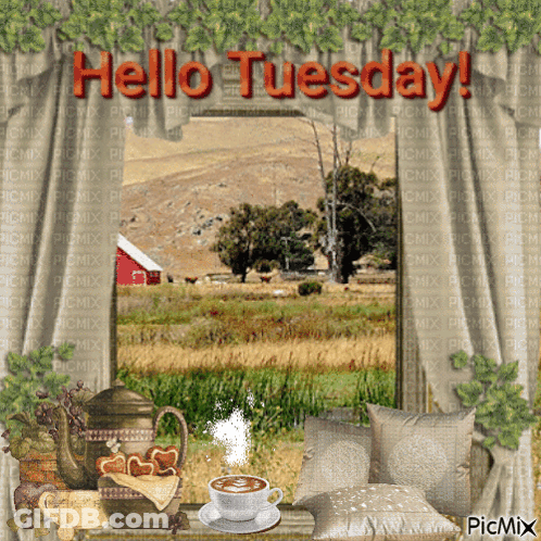 Coffee Cup And Hello Tuesday GIF