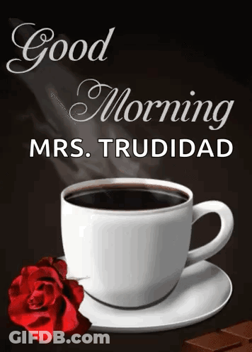 Coffee Cup And Red Rose Good Morning GIF