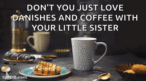 Coffee Cup Next To Plate Of Pastries GIF