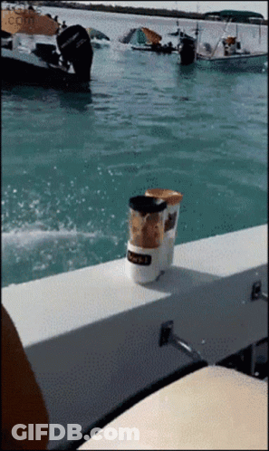 Coffee Cup On Boat In Ocean GIF