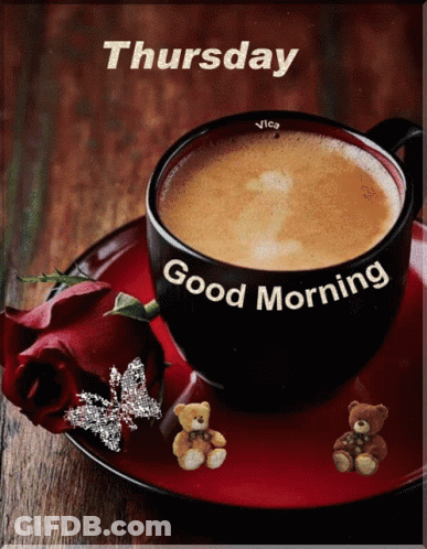 Coffee Cup On Saucer Saying Good Morning GIF