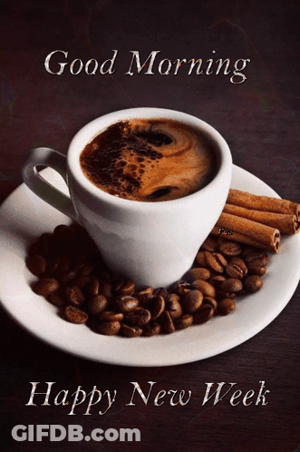 Coffee Cup On Saucer With Beans GIF