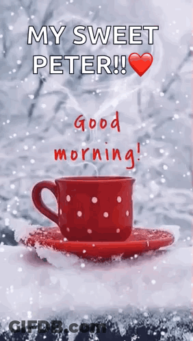 Coffee Cup On Snow With Good Morning GIF
