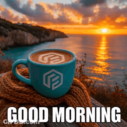 Coffee Cup On Wooden Table GIF