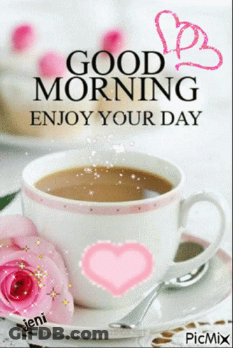 Coffee Cup Saying Good Morning Enjoy Your Day GIF