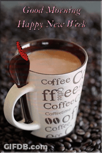 Coffee Cup Saying Good Morning Happy New Week GIF