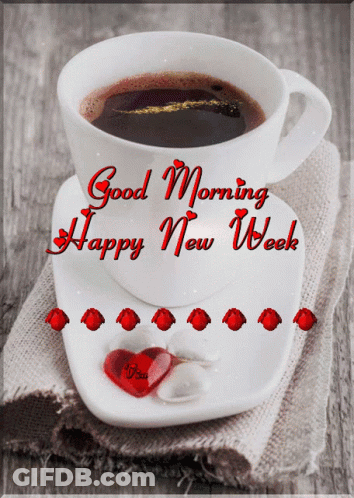 Coffee Cup Saying Good Morning Happy New Week GIF