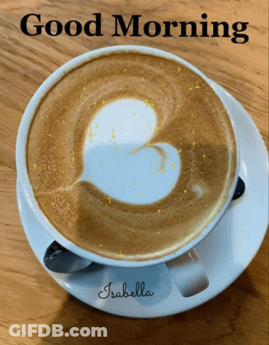 Coffee Cup Saying Good Morning Isabella GIF