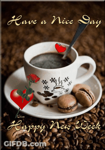 Coffee Cup Saying Have A Nice Day Happy New Week GIF