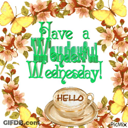 Coffee Cup Saying Have A Wonderful Wednesday GIF