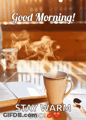 Coffee Cup With Book And Spoon GIF
