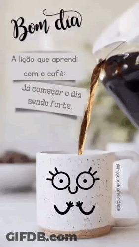 Coffee Cup With Cartoon Face GIF