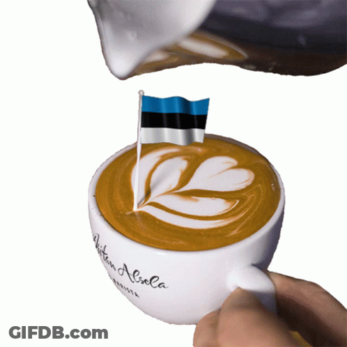 Coffee Cup With Flag Saying Written Aliola GIF