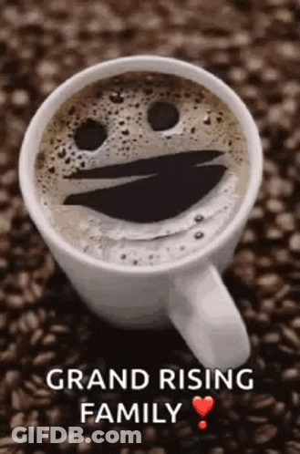 Coffee Cup With Foam Smiley Face On Coffee Beans GIF