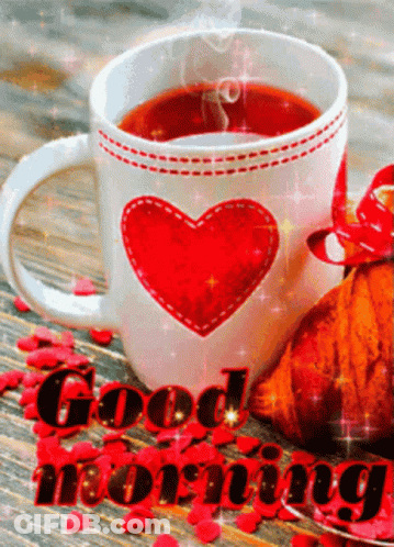 Coffee Cup With Heart And Good Morning GIF