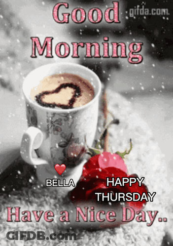 Coffee Cup With Heart Good Morning Bella GIF