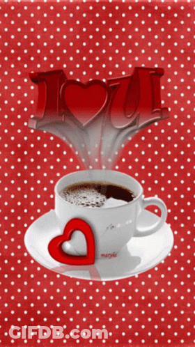 Coffee Cup With Heart Saying I Love You GIF
