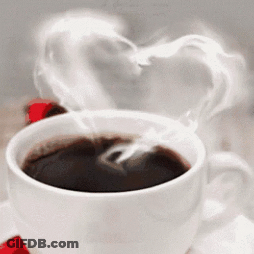 Coffee Cup With Heart-Shaped Steam GIF
