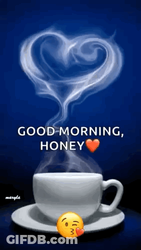 Coffee Cup With Heart Smoke Good Morning Honey GIF