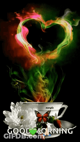 Coffee Cup With Heart Smoke Good Morning GIF
