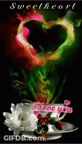Coffee Cup With Heart Smoke Sweetheart I Love You GIF