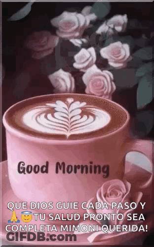 Coffee Cup With Leaf Design GIF