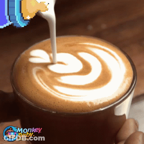 Coffee Cup With Monkey Baby Cartoon GIF