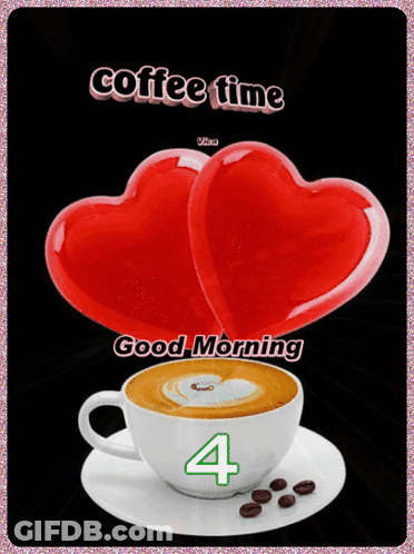Coffee Cup With Number 4 GIF