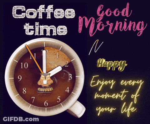 Coffee Cup With Owl Saying Coffee Time Good Morning GIF