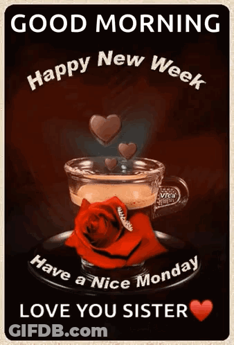 Coffee Cup With Rose Good Morning GIF