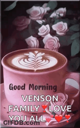 Coffee Cup With Roses Good Morning GIF