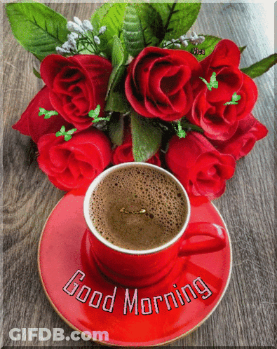 Coffee Cup With Saucer Saying Good Morning GIF