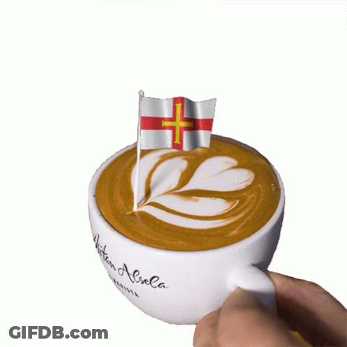 Coffee Cup With Small Flag GIF