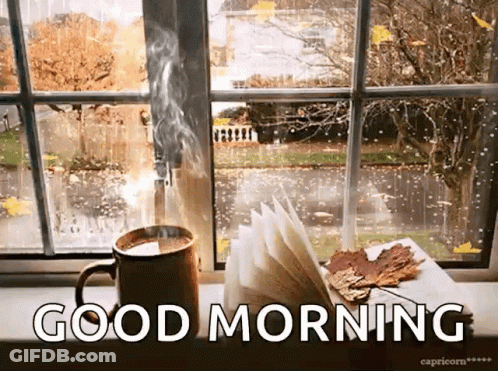 Coffee Cup With Smoke And Coffee Beans GIF