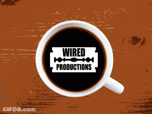 Coffee Cup With Wired Productions Logo GIF