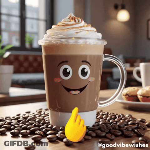 Coffee Mug With Smiling Face GIF