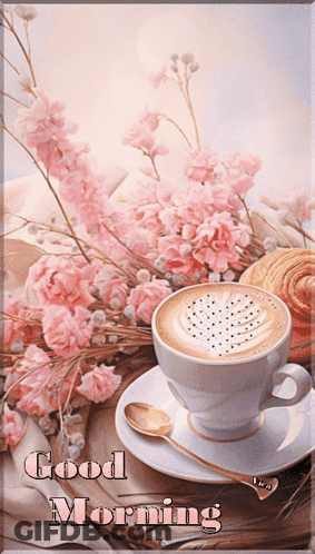 Coffee On Saucer Saying Good Morning GIF