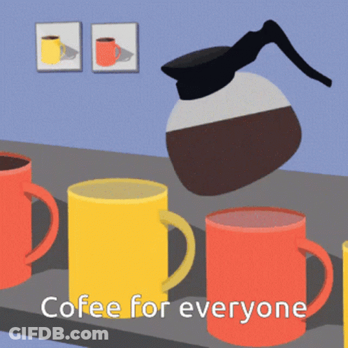 Coffee Pot Pouring Into Yellow Mug GIF