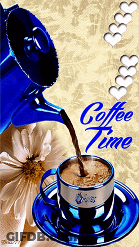 Coffee Poured Into Saucer Saying Coffee Time GIF