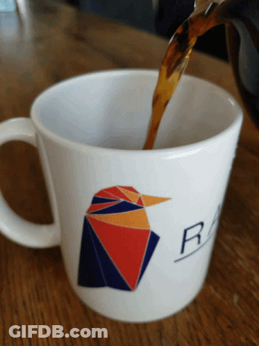 Coffee Poured Into White Mug With Bird And Letter R GIF