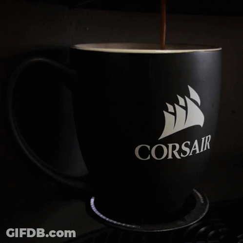 Coffee Pouring Into Black Corsair Cup GIF
