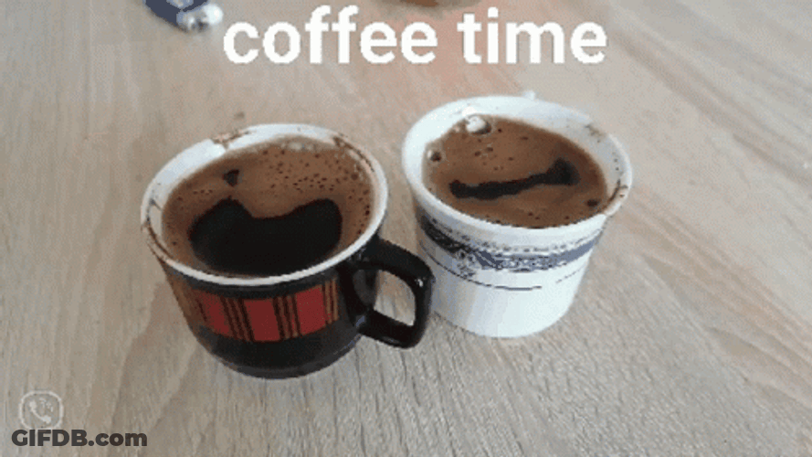Coffee Time In Black And White Cup GIF