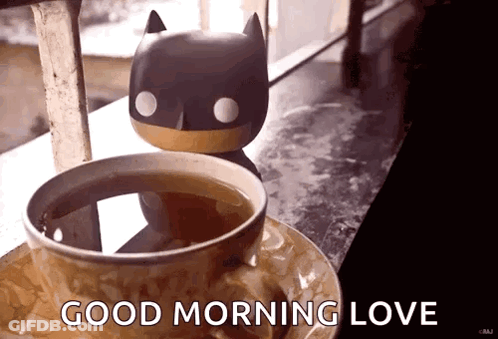 Coffee With Batman Figurine Good Morning Love GIF